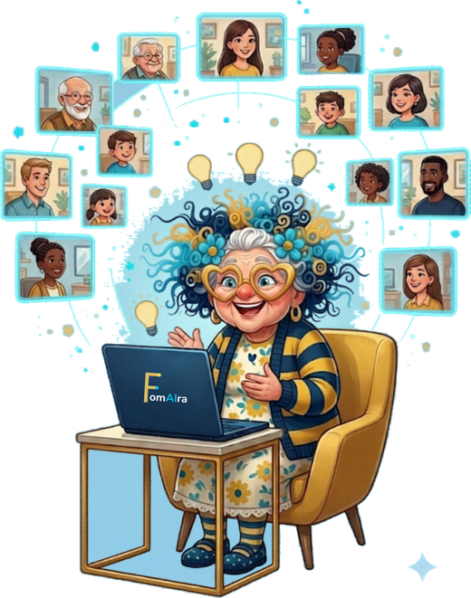 Das FomAIra-Maskottchen gibt online ein Webinar mit vielen Teilnehmern